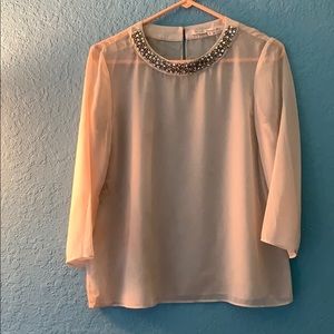 Rachel Roy sheer with jewels neck top S NWT